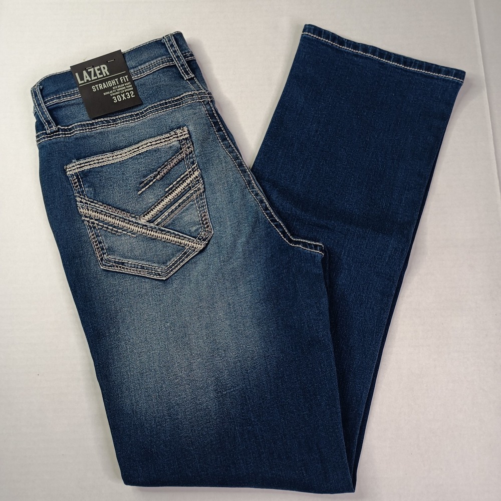 Lazer Straight Fit Jeans Men's Size 30x32 Blue Sits Below Waist Straight Leg